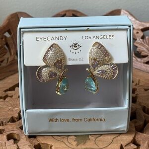 Eye Candy Los Angeles Butterfly Rhinestone Earrings
